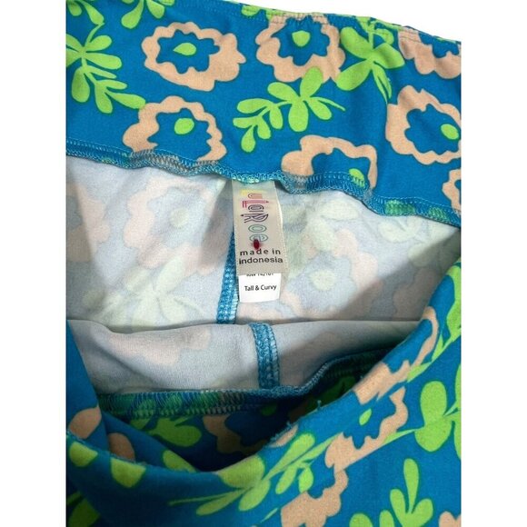 LuLaRoe Women's Blue Floral Tall & Curvy Tights - Picture 3 of 5